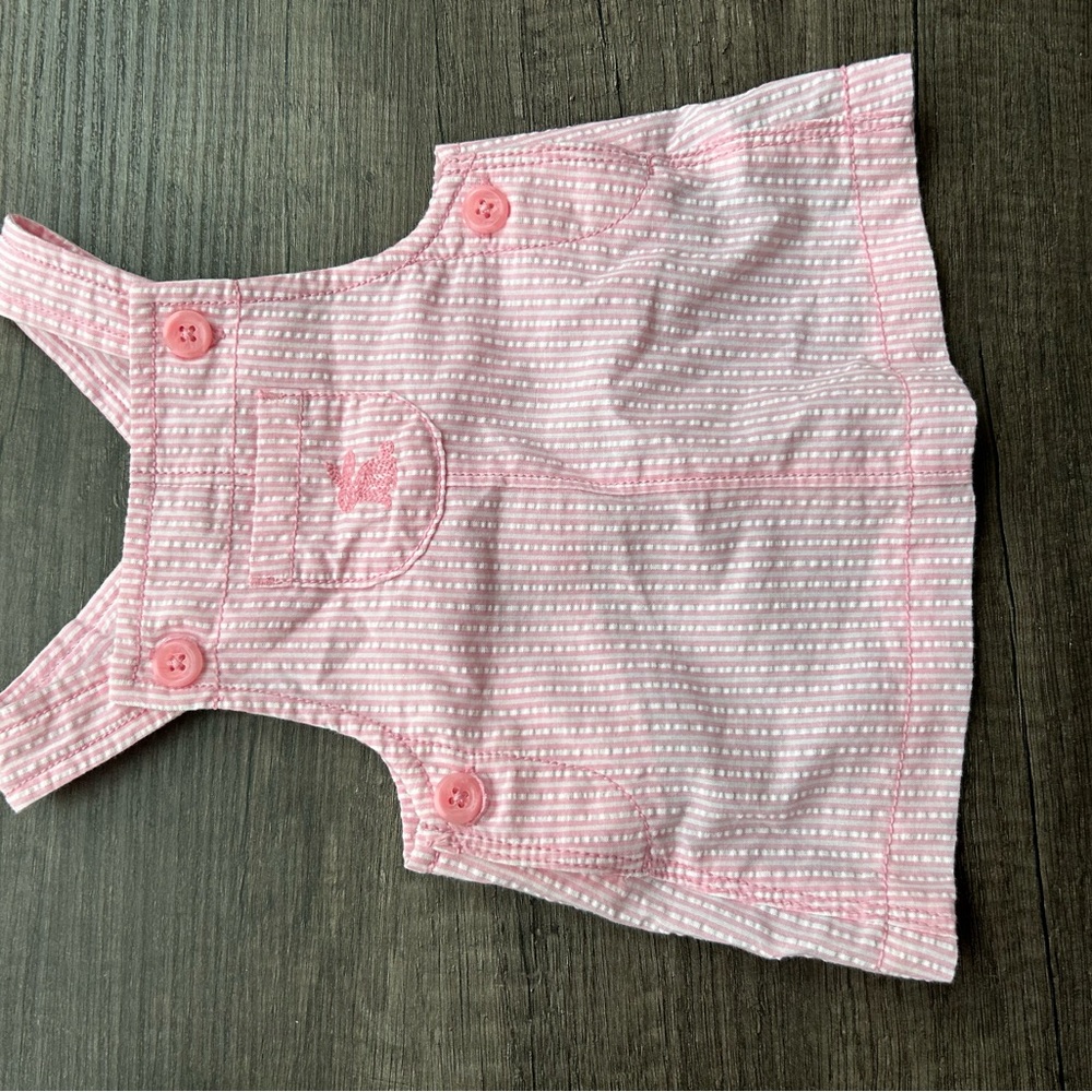 Pink Striped Baby Overalls